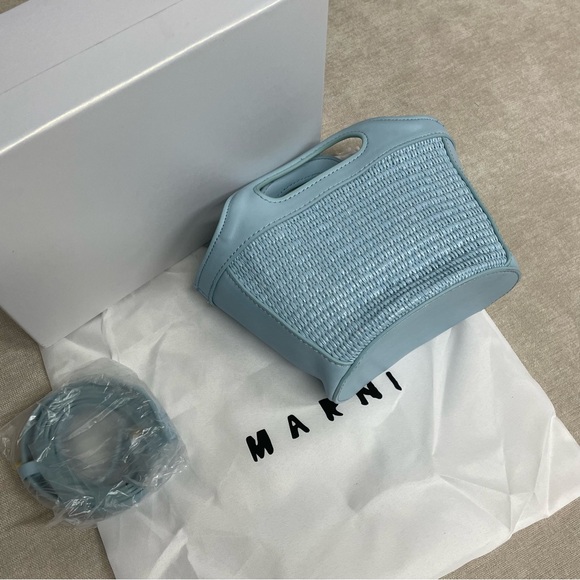 Marni Sky Blue Woven Tote - Picture 7 of 7
